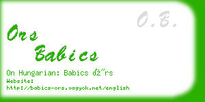 ors babics business card